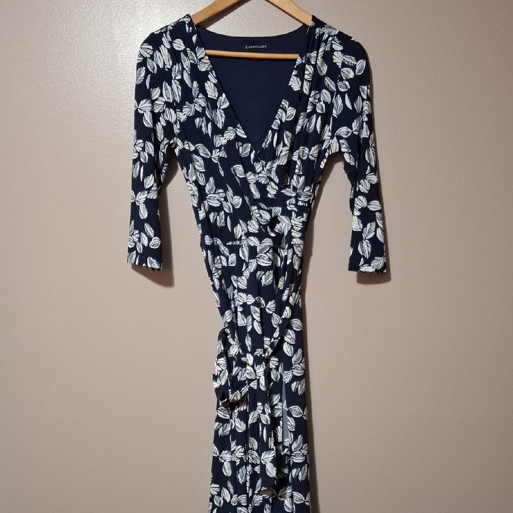 41 Hawthorn Navy and White Floral Wrap Dress